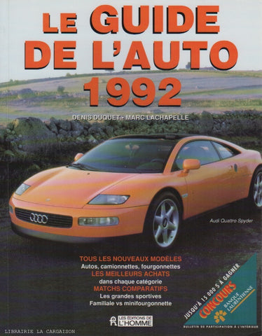 GUIDE DE L'AUTO (LE). Le Guide de l'auto 1992