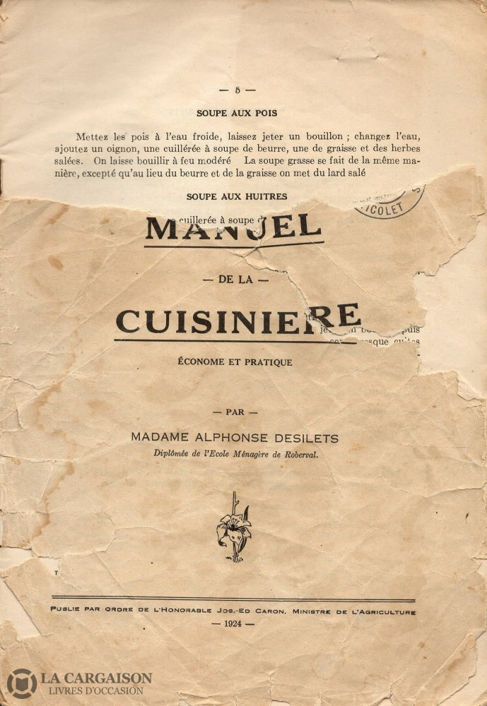 Desilets Madame Alphonse. Manuel De La Cuisinière - Économe Et Pratique Livre