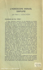 Gouchon H. J. Horoscope Annuel Simplifié (L) Livre