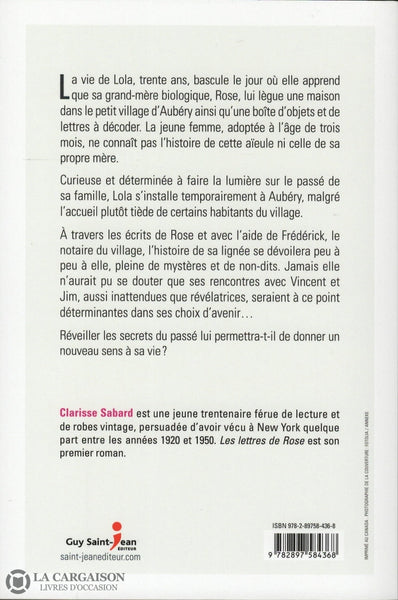 SABARD, CLARISSE. Lettres de Rose (Les) – Librairie La Cargaison