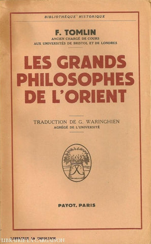Tomlin F. Grands Philosophes De Lorient (Les) Doccasion - Acceptable Livre