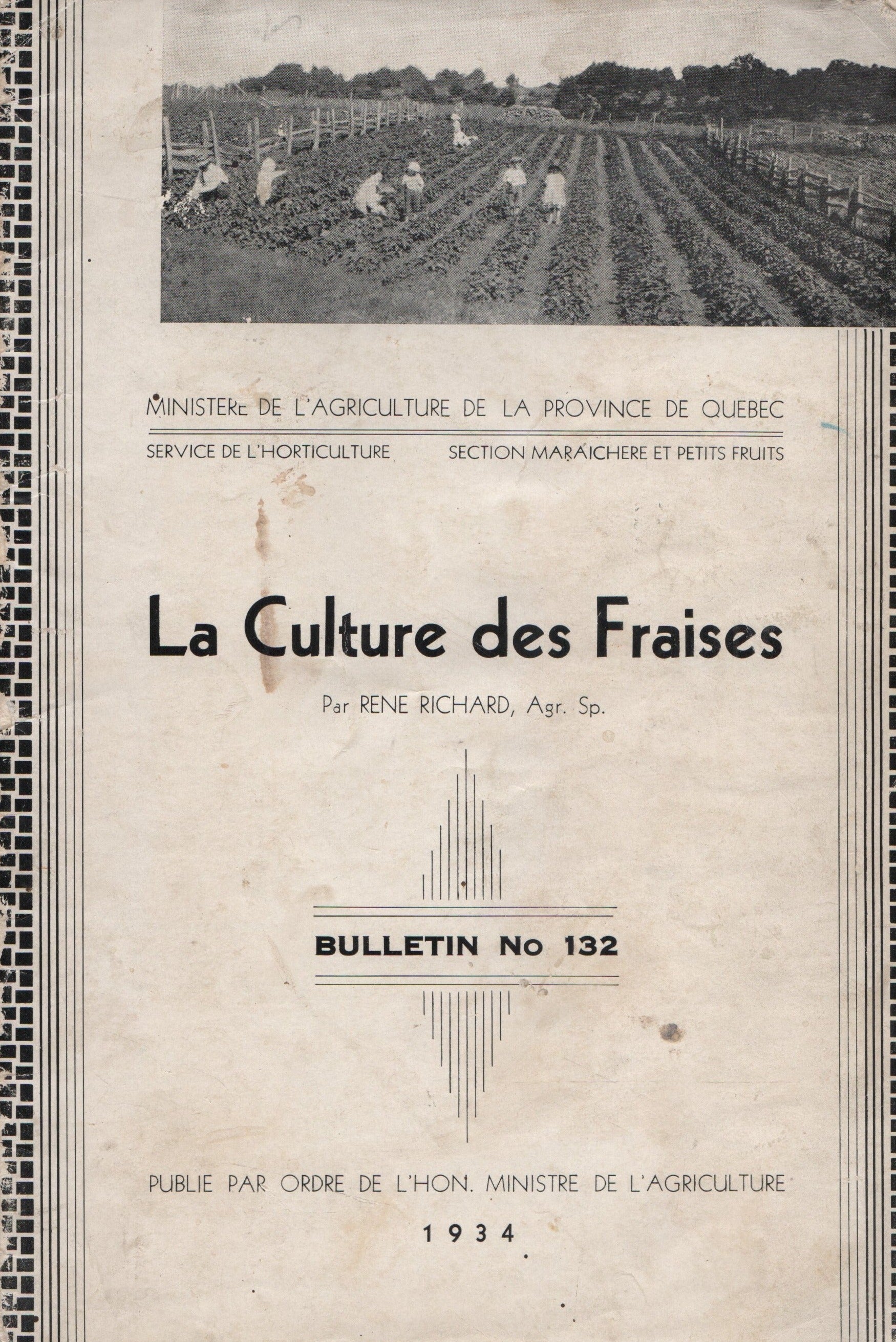 RICHARD, RENE. Culture des Fraises (La) - Bulletin No 132