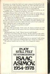 ASIMOV, ISAAC. In joy still felt. The autobiography of Isaac Asimov, 1954-1978.