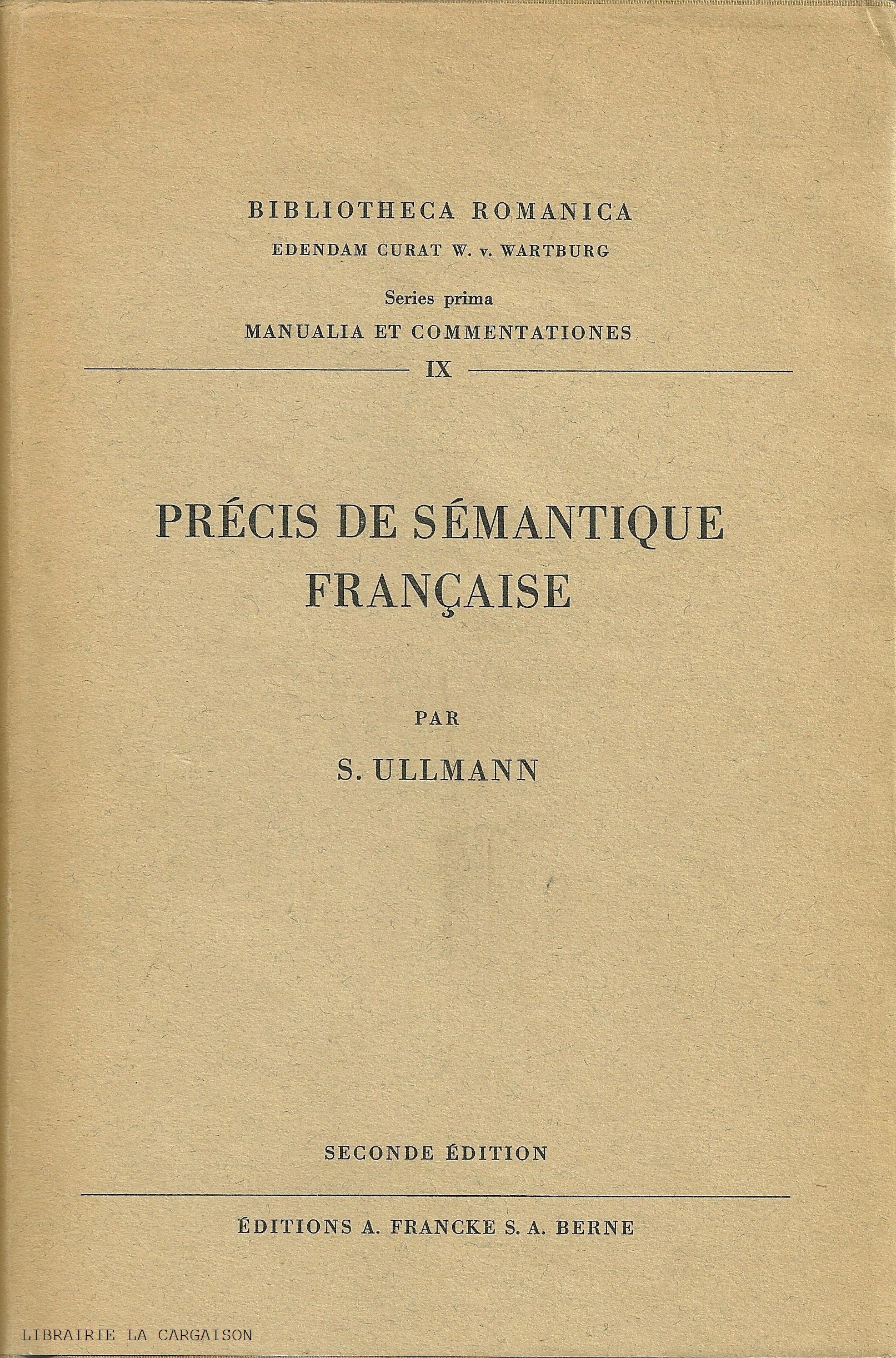 ULLMANN, S. Précis de sémantique française - 2e édition