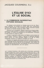 Cousineau Jacques. Église Dici Et Le Social 1940-1960 (L) - Tome 01:  La Commission Sacerdotale