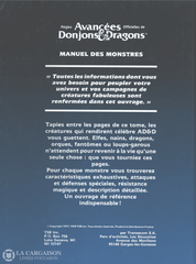 Gygax Gary. Règles Avancées Officielles De Donjons & Dragons:  Manuel Des Monstres Livre