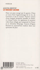 Kristof Agota. Grand Cahier (Le) Livre