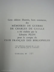 GAULLE, CHARLES DE. Mémoires de Guerre. Tomes I, II & III (Complet) (Dédicacé)