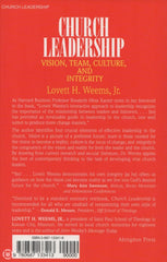 Weems Lovett H. Jr. Church Leadership:  Vision Team Culture And Integrity Livre